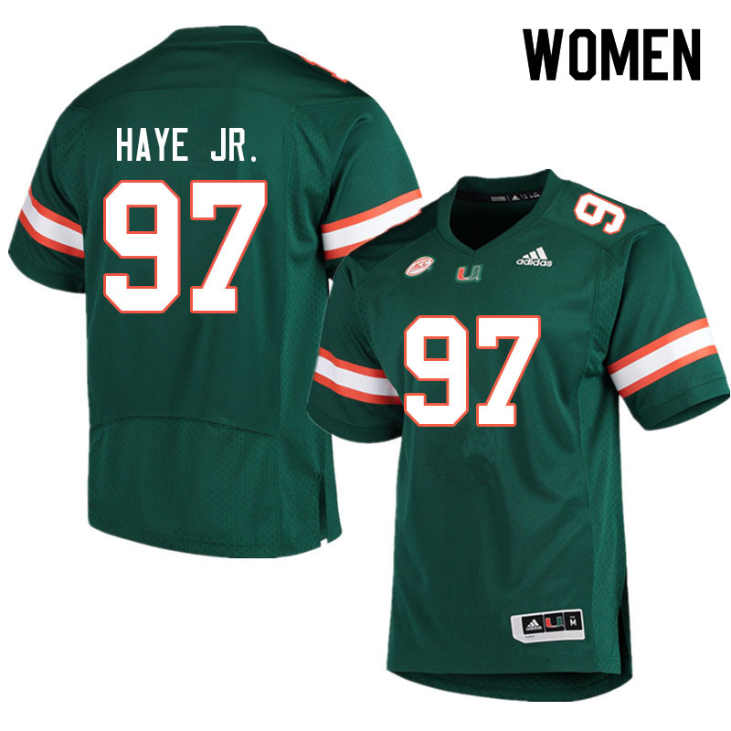 Women #97 Allan Haye Jr. Miami Hurricanes College Football Jerseys Sale-Green - Click Image to Close